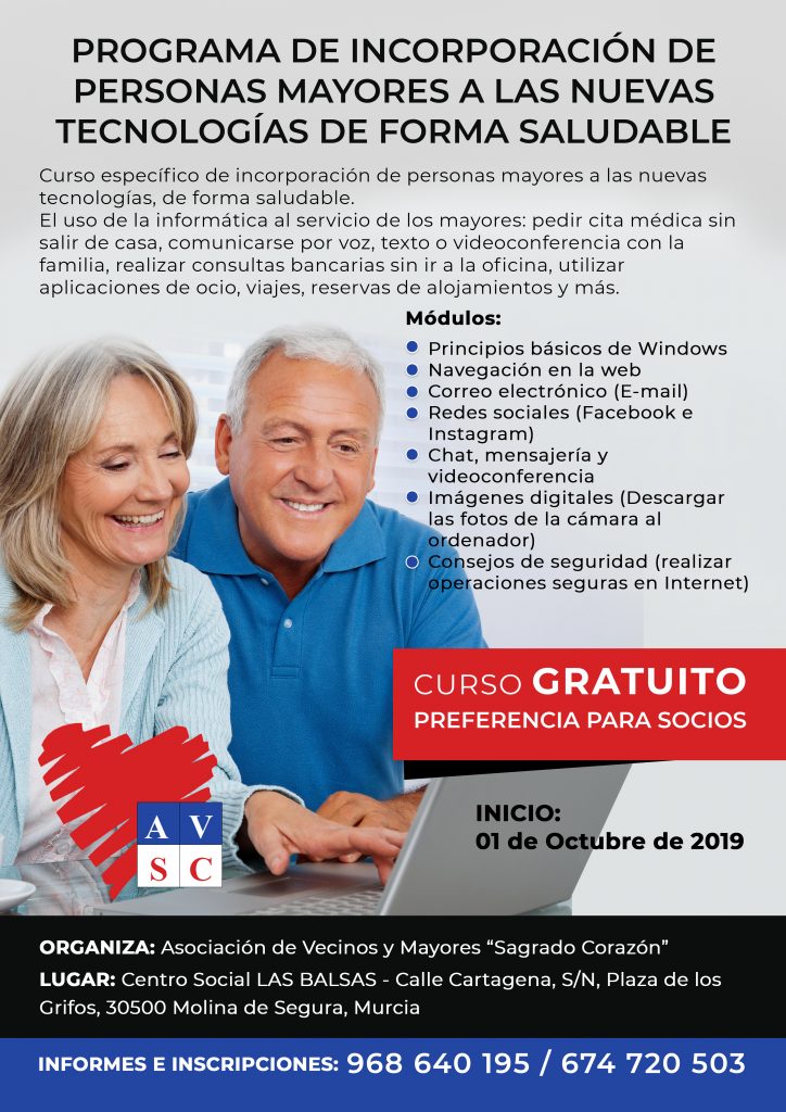 Programa de incorporación de personas mayores a las nuevas tecnologías de forma saludable