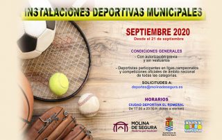 Apertura de instalaciones Deportivas municipales septiembre 2020